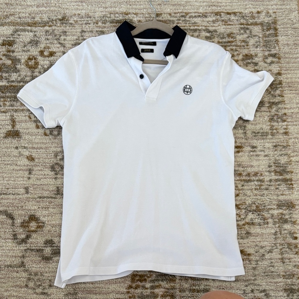 Massimo Dutti White Polo with Black Collar